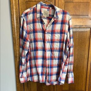 Jack Wills Men's Red and Blue Plaid Shirt